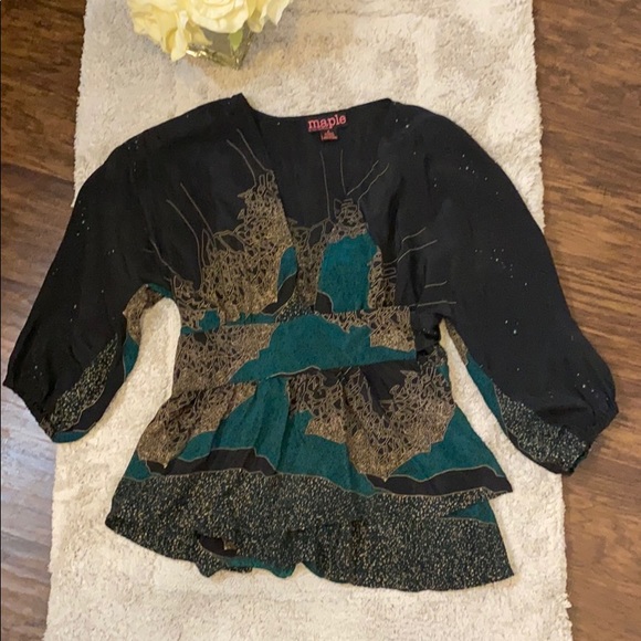 Anthropologie Maple Wrap Silk Top - Picture 2 of 5